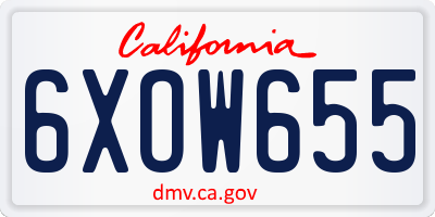 CA license plate 6XOW655