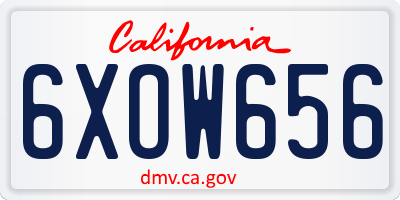 CA license plate 6XOW656