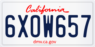 CA license plate 6XOW657
