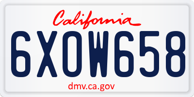 CA license plate 6XOW658