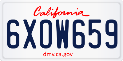 CA license plate 6XOW659