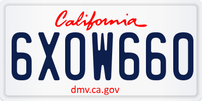 CA license plate 6XOW660