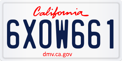 CA license plate 6XOW661