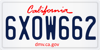 CA license plate 6XOW662