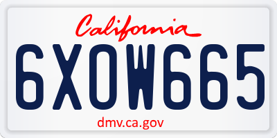 CA license plate 6XOW665
