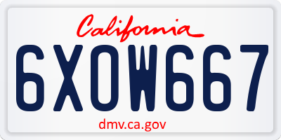 CA license plate 6XOW667