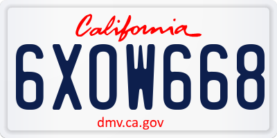CA license plate 6XOW668