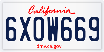 CA license plate 6XOW669