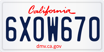 CA license plate 6XOW670