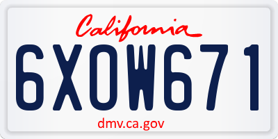 CA license plate 6XOW671