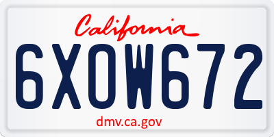 CA license plate 6XOW672