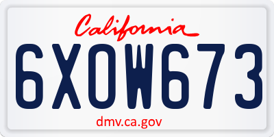 CA license plate 6XOW673