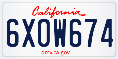 CA license plate 6XOW674