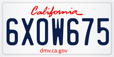 CA license plate 6XOW675
