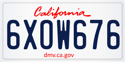 CA license plate 6XOW676