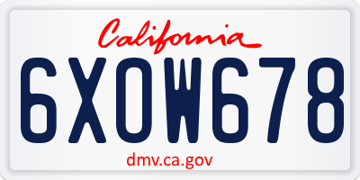 CA license plate 6XOW678