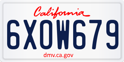 CA license plate 6XOW679