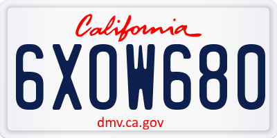 CA license plate 6XOW680