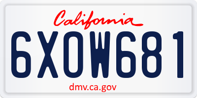CA license plate 6XOW681