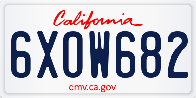 CA license plate 6XOW682