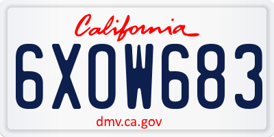CA license plate 6XOW683