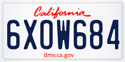 CA license plate 6XOW684
