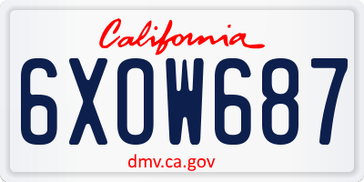 CA license plate 6XOW687