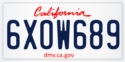 CA license plate 6XOW689