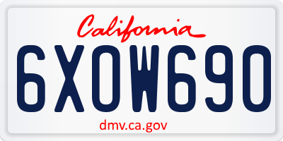 CA license plate 6XOW690