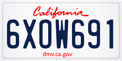 CA license plate 6XOW691