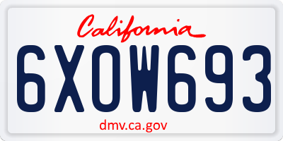 CA license plate 6XOW693