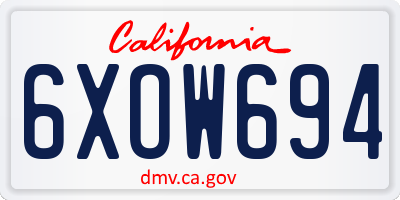 CA license plate 6XOW694