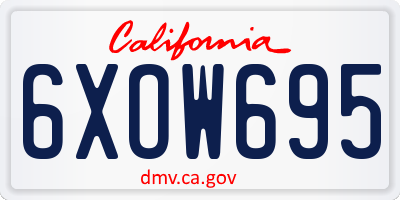 CA license plate 6XOW695