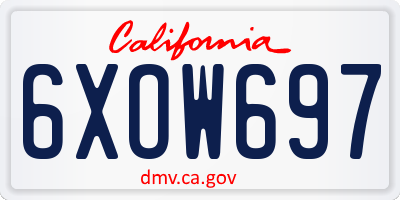 CA license plate 6XOW697