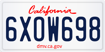 CA license plate 6XOW698