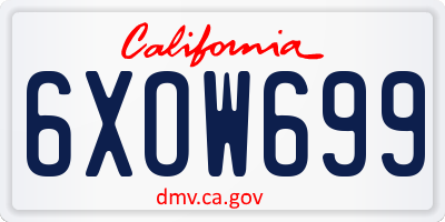 CA license plate 6XOW699