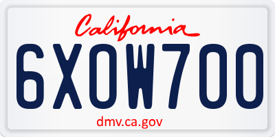 CA license plate 6XOW700