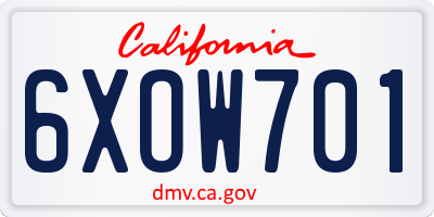 CA license plate 6XOW701