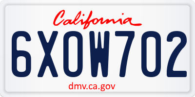 CA license plate 6XOW702