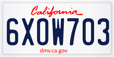 CA license plate 6XOW703