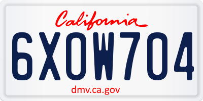 CA license plate 6XOW704