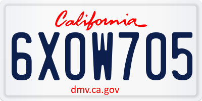 CA license plate 6XOW705