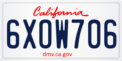CA license plate 6XOW706