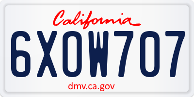 CA license plate 6XOW707