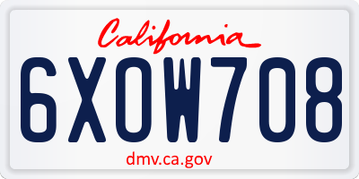 CA license plate 6XOW708