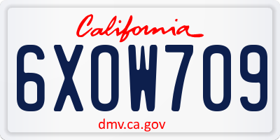 CA license plate 6XOW709