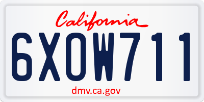 CA license plate 6XOW711