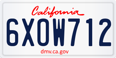 CA license plate 6XOW712