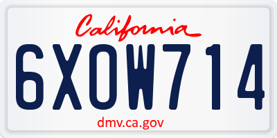 CA license plate 6XOW714