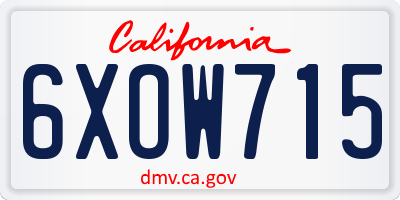 CA license plate 6XOW715